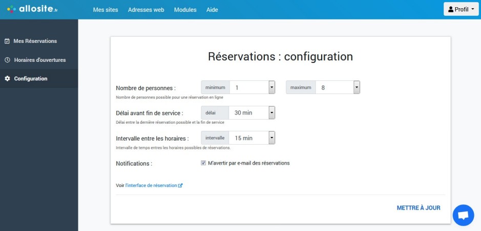 Capture gestion des réservations